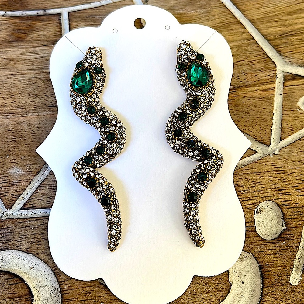 Gorgeous rhinestone snake earrings